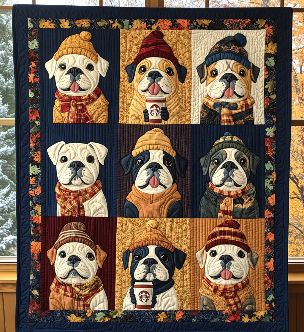 Autumn Bulldog Quilted Blanket NKL22