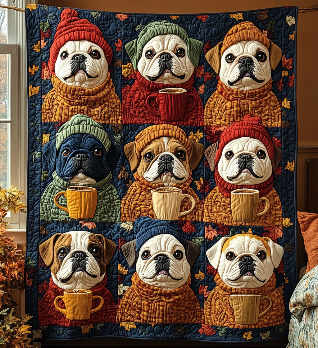 Autumn Bulldog Quilted Blanket NKL023