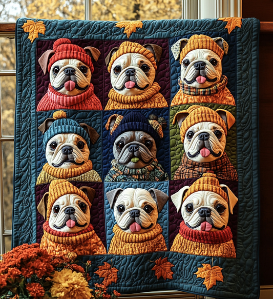 Autumn Bulldog Quilted Blanket NKL024