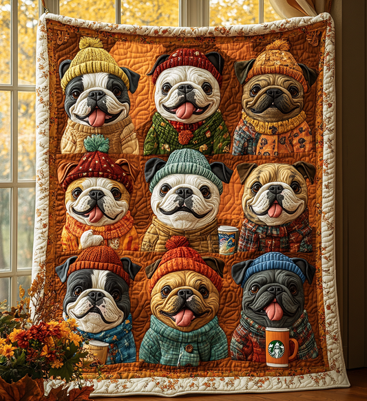 Autumn Bulldog Quilted Blanket NKL033