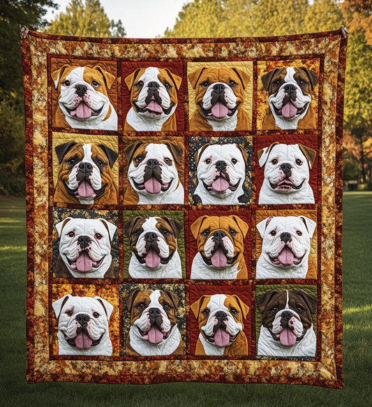 Autumn Cute Bulldog Quilted Blanket DBNL08