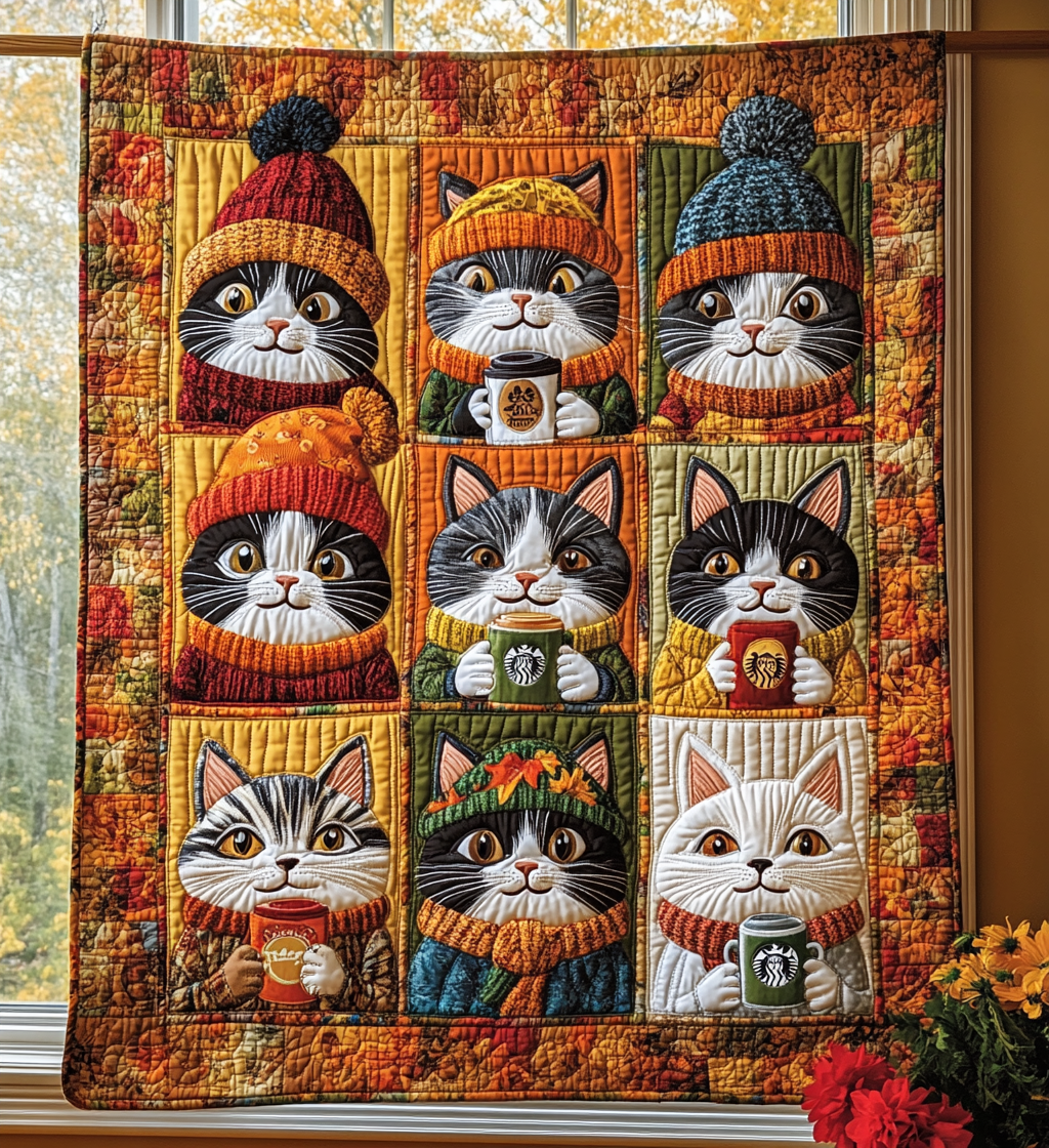 Autumn Royal Cats Quilted Blanket NKL035