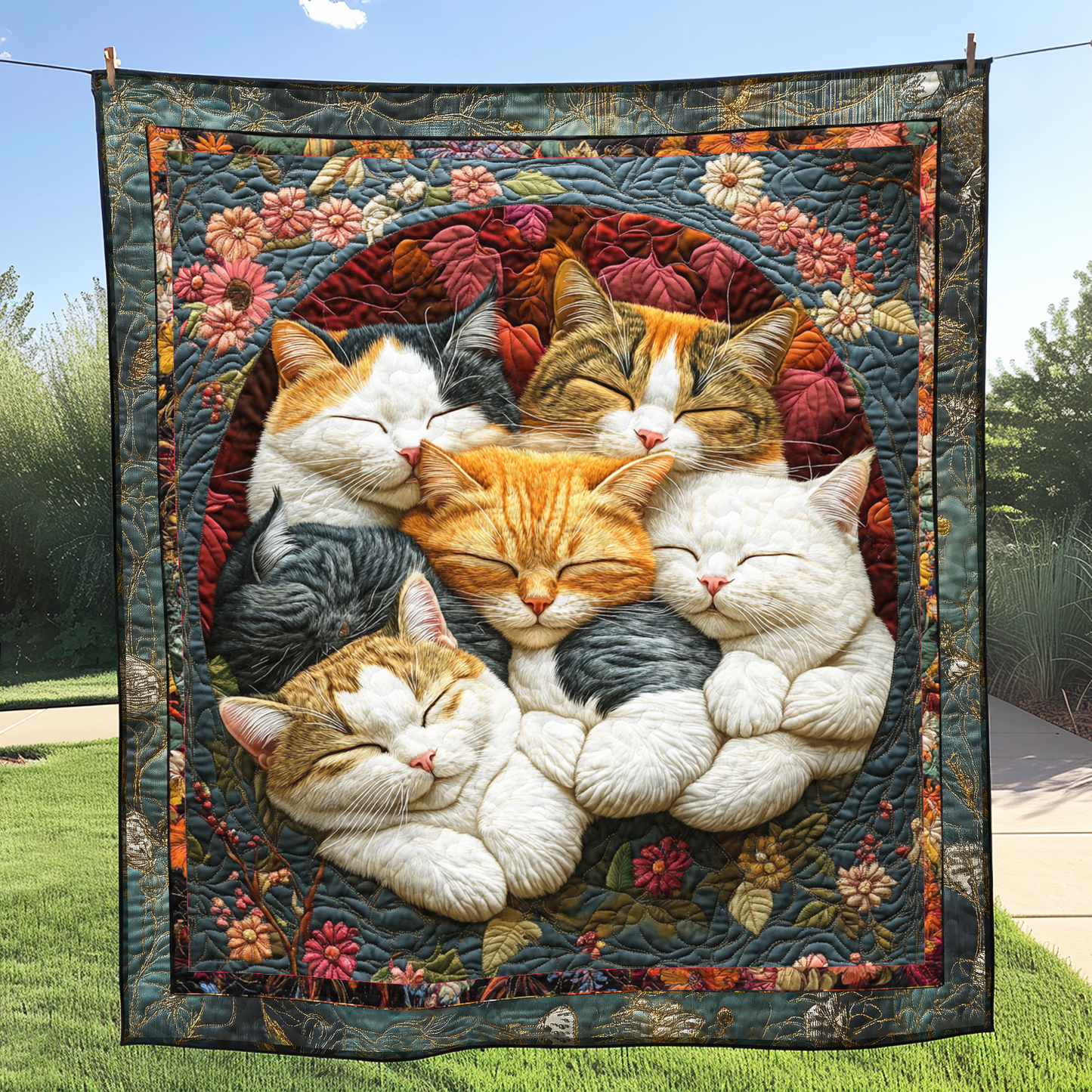 Adorable Sleeping Cats Quilted Blanket NKL041