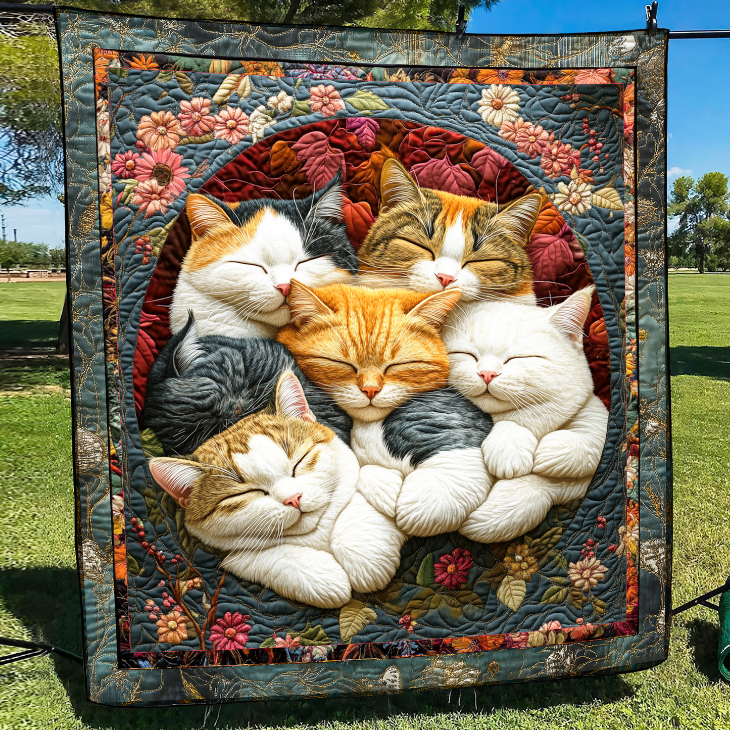 Adorable Sleeping Cats Quilted Blanket NKL041