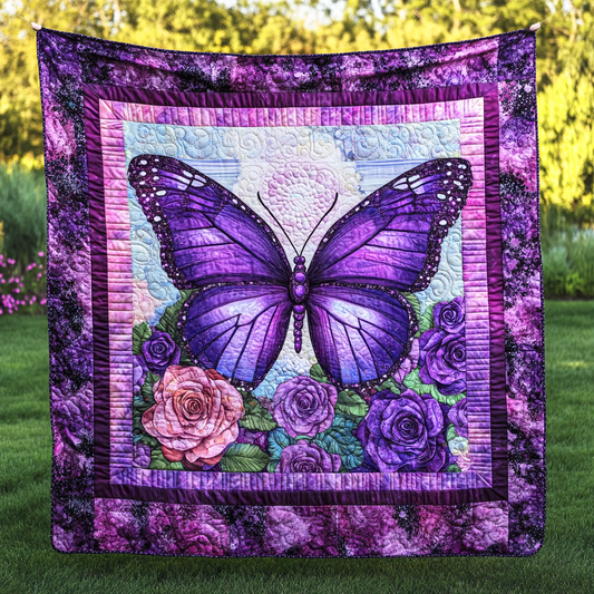 Charming Purple Butterfly Quilted Blanket GFTONL059