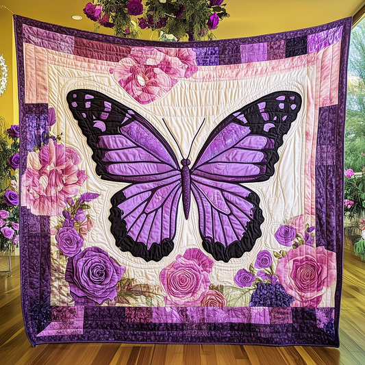 Charming Purple Butterfly Quilted Blanket GFTONL067