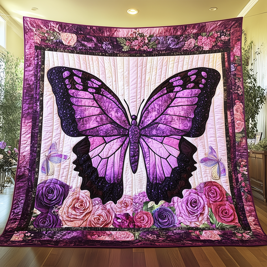 Charming Purple Butterfly Quilted Blanket GFTONL069