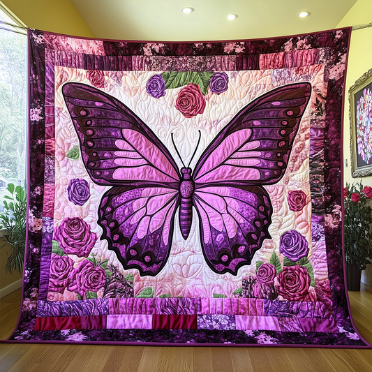 Charming Purple Butterfly Quilted Blanket GFTONL070