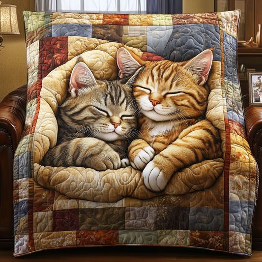 Sleeping Cat Autumn Quilted Blanket ACDRSTL34