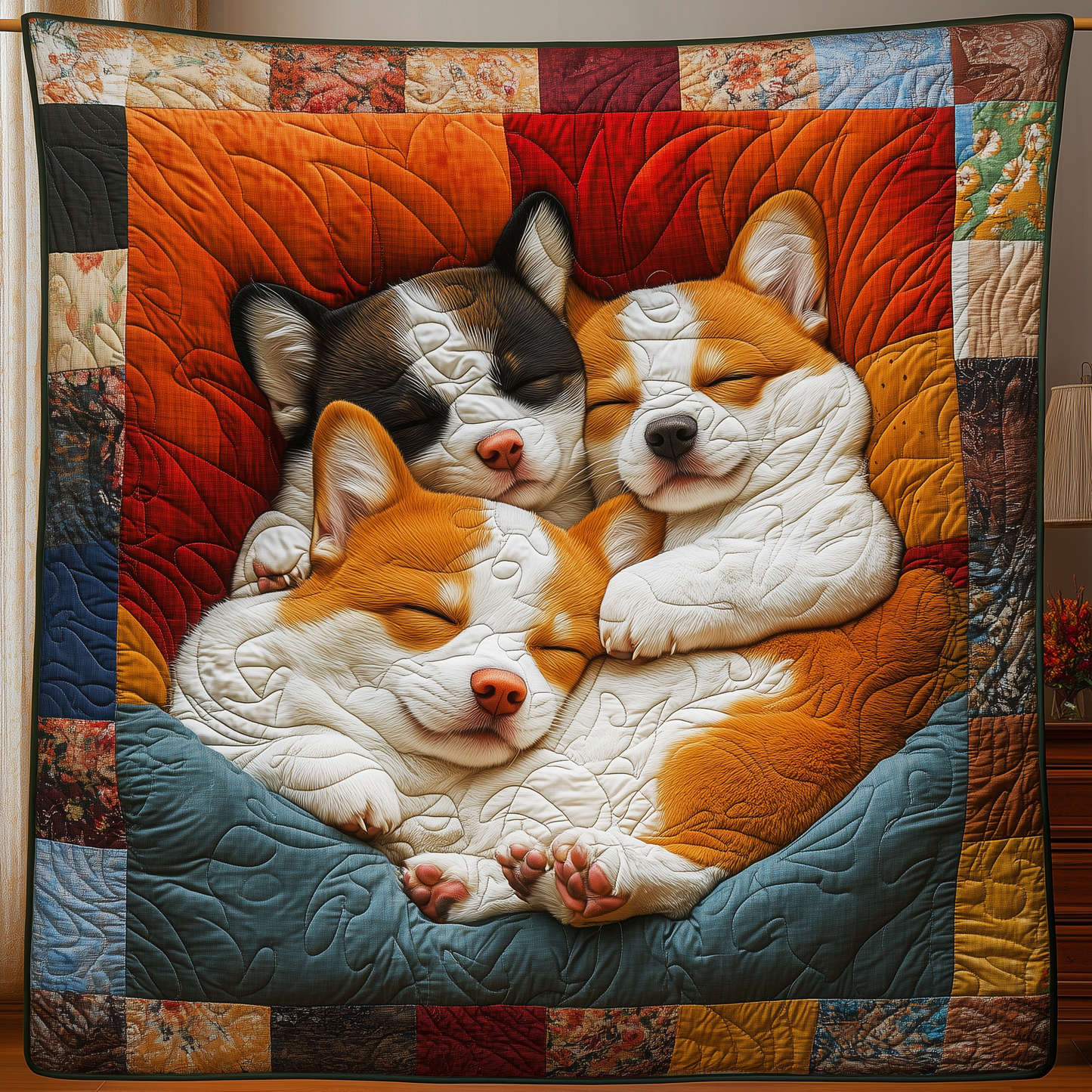 Sleeping Corgi Quilted Blanket ODDRSTL47