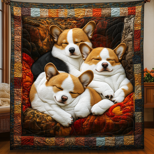 Sleeping Corgi Quilted Blanket ODDRSTL49