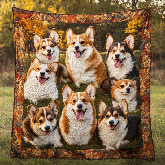 Autumn Vibe Corgi Quilted Blanket ODDRSTL52