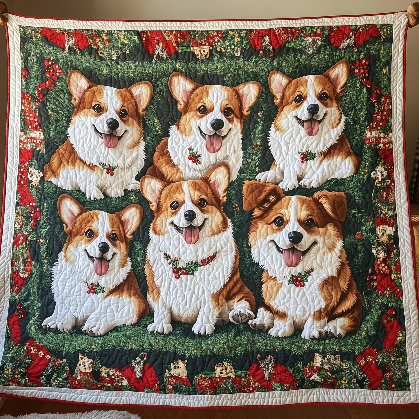 Christmas Corgi Quilted Blanket ODDRSTL53