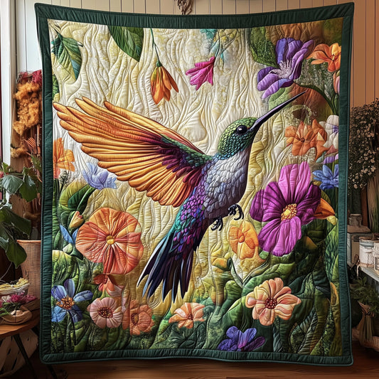 Floral Hummingbird Quilted Blanket UHDRSTL088