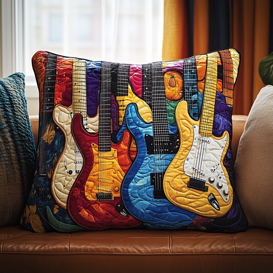 Colorful Guitar Quilted Pillow Case UGDRSTL134