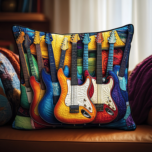 Colorful Guitar Quilted Pillow Case UGDRSTL135