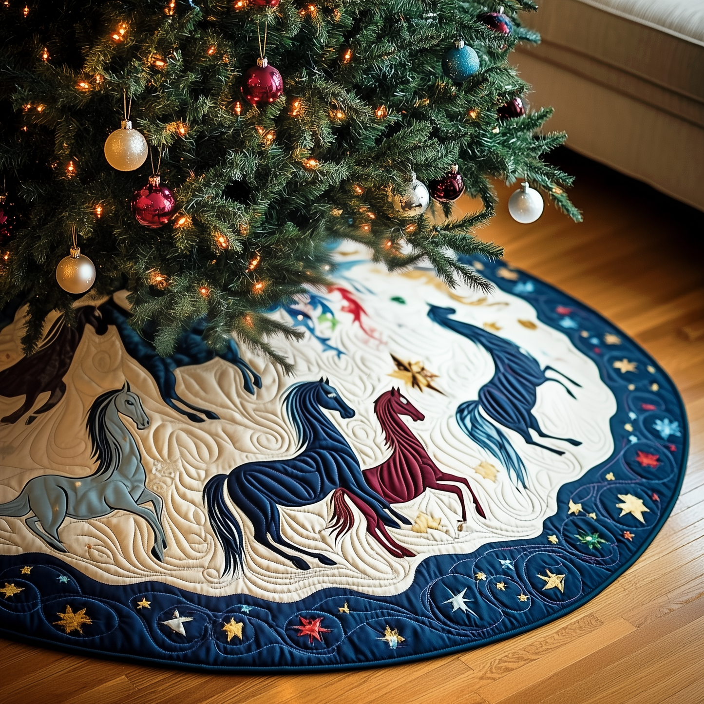 Christmas Horses Quilted Tree Skirt GFTOAB082