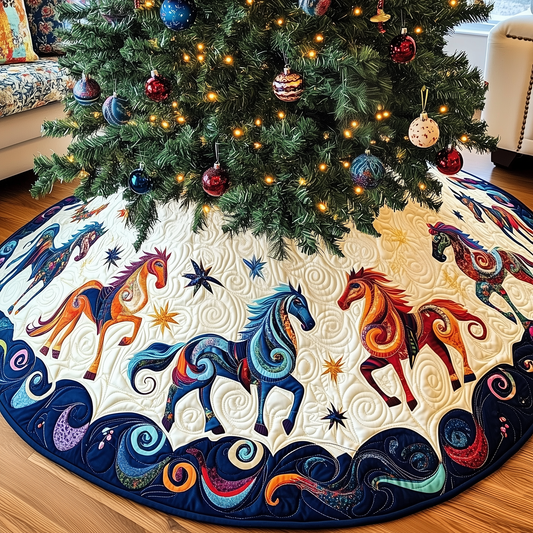 Christmas Horses Quilted Tree Skirt GFTOAB083