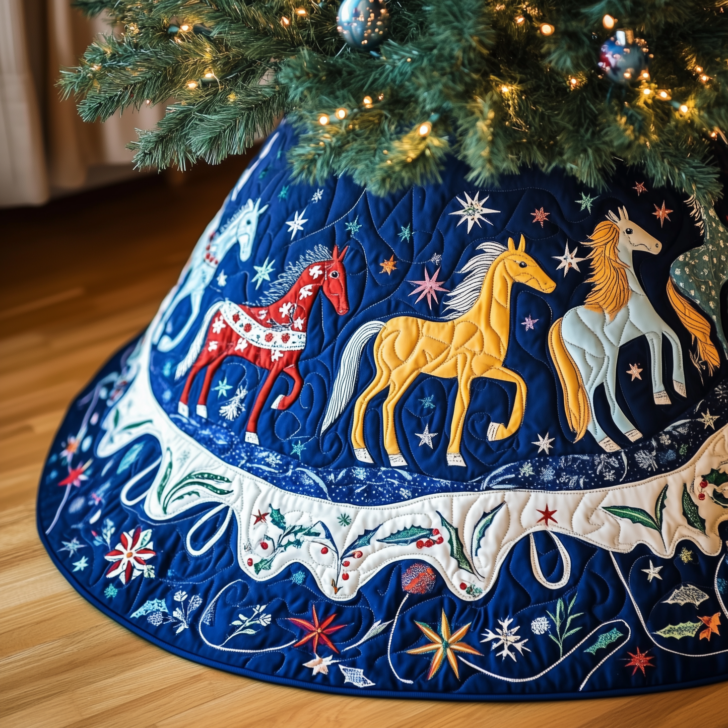 Christmas Horses Quilted Tree Skirt GFTOAB084