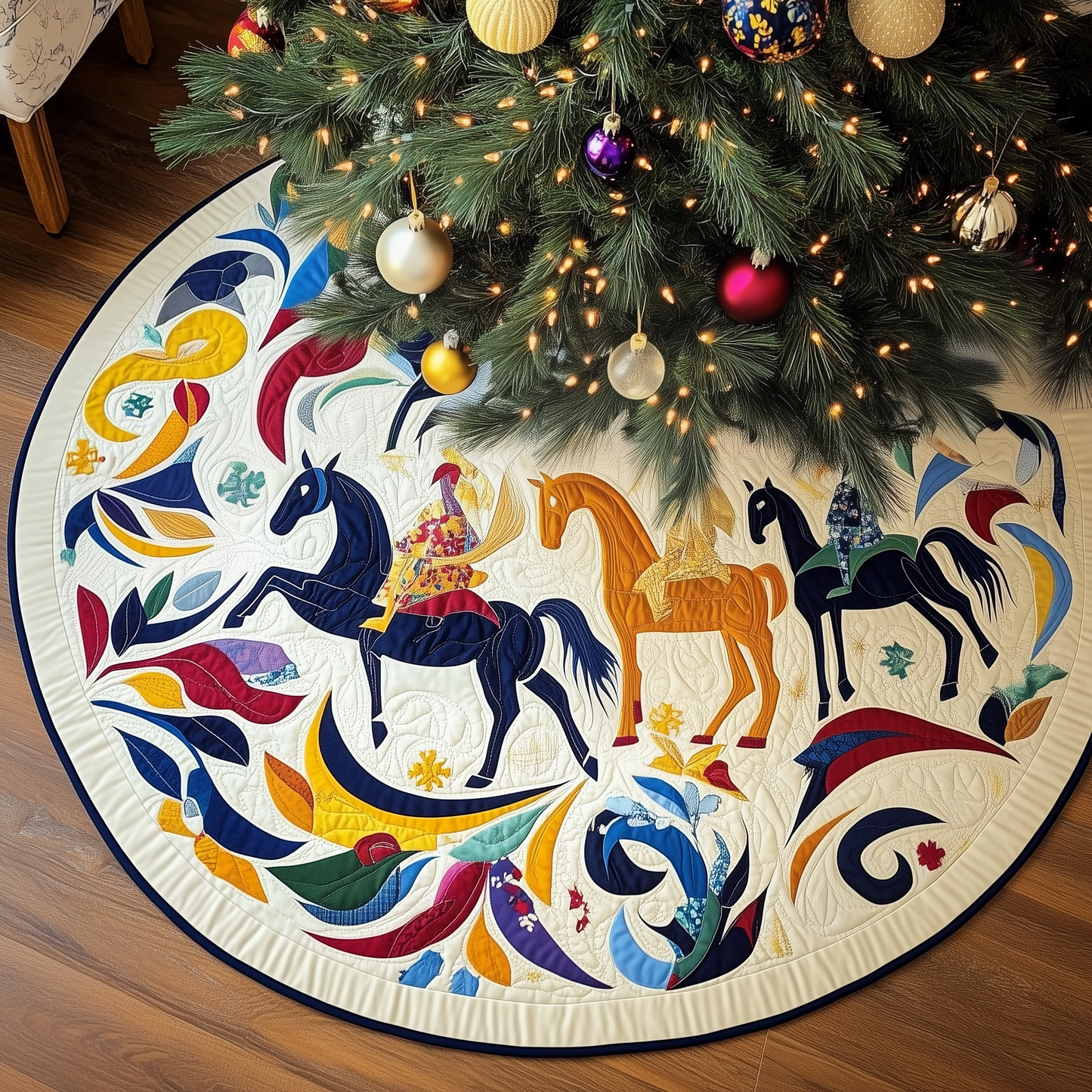 Christmas Horses Quilted Tree Skirt GFTOAB086