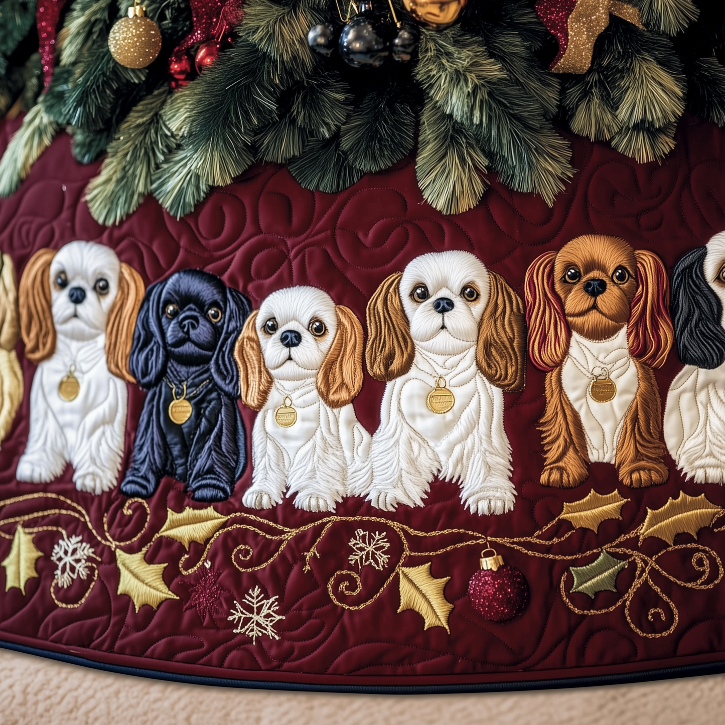 Cavalier King Charles Spaniel Quilted Tree Skirt GFTOAB1019