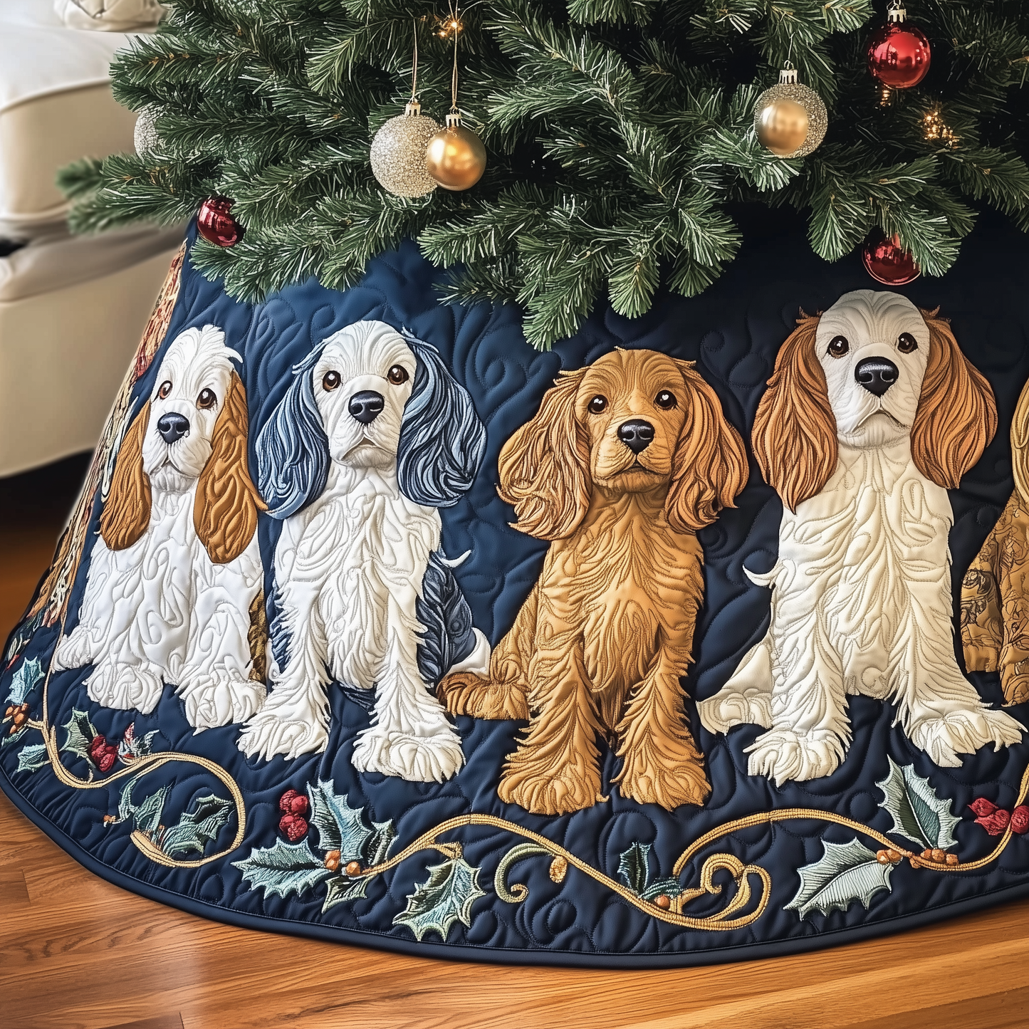 Christmas Cocker Spaniel Quilted Tree Skirt GFTOAB1026