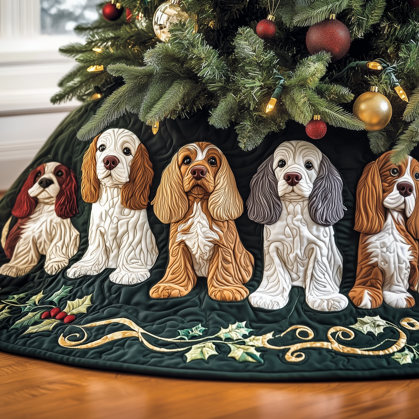 Christmas Cocker Spaniel Quilted Tree Skirt GFTOAB1028