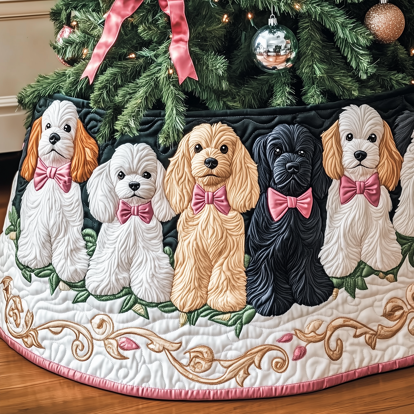 Christmas Cocker Spaniel Quilted Tree Skirt GFTOAB1030