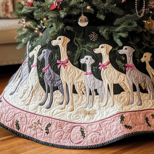 Christmas Greyhound Quilted Tree Skirt GFTOAB1036