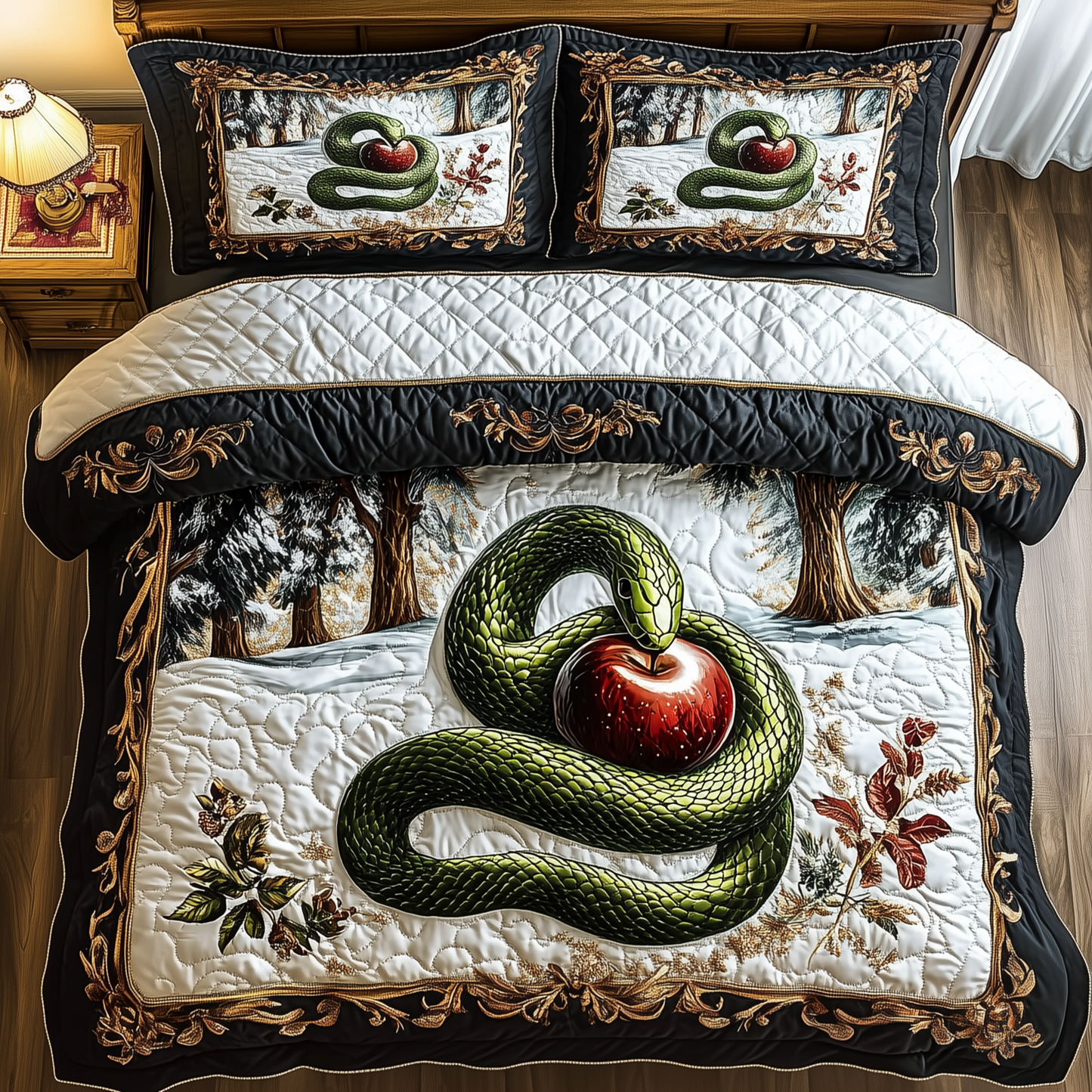 Serpent in Garden of Eden 3-Piece Quilted Bedding Set GFTOAB1038