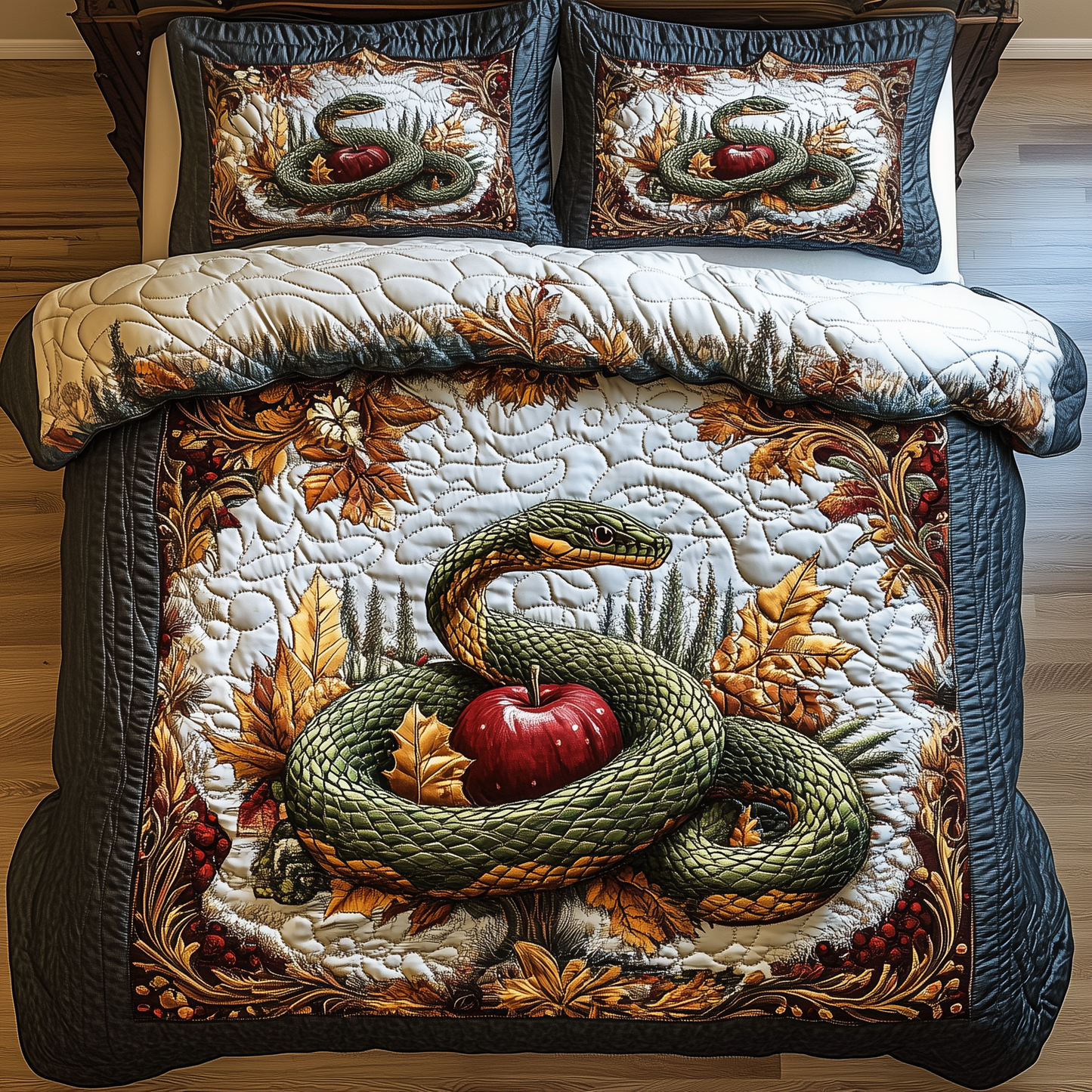 Serpent in Garden of Eden 3-Piece Quilted Bedding Set GFTOAB1040