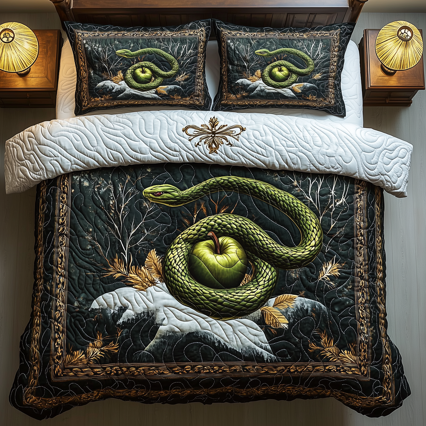 Serpent in Garden of Eden 3-Piece Quilted Bedding Set GFTOAB1041