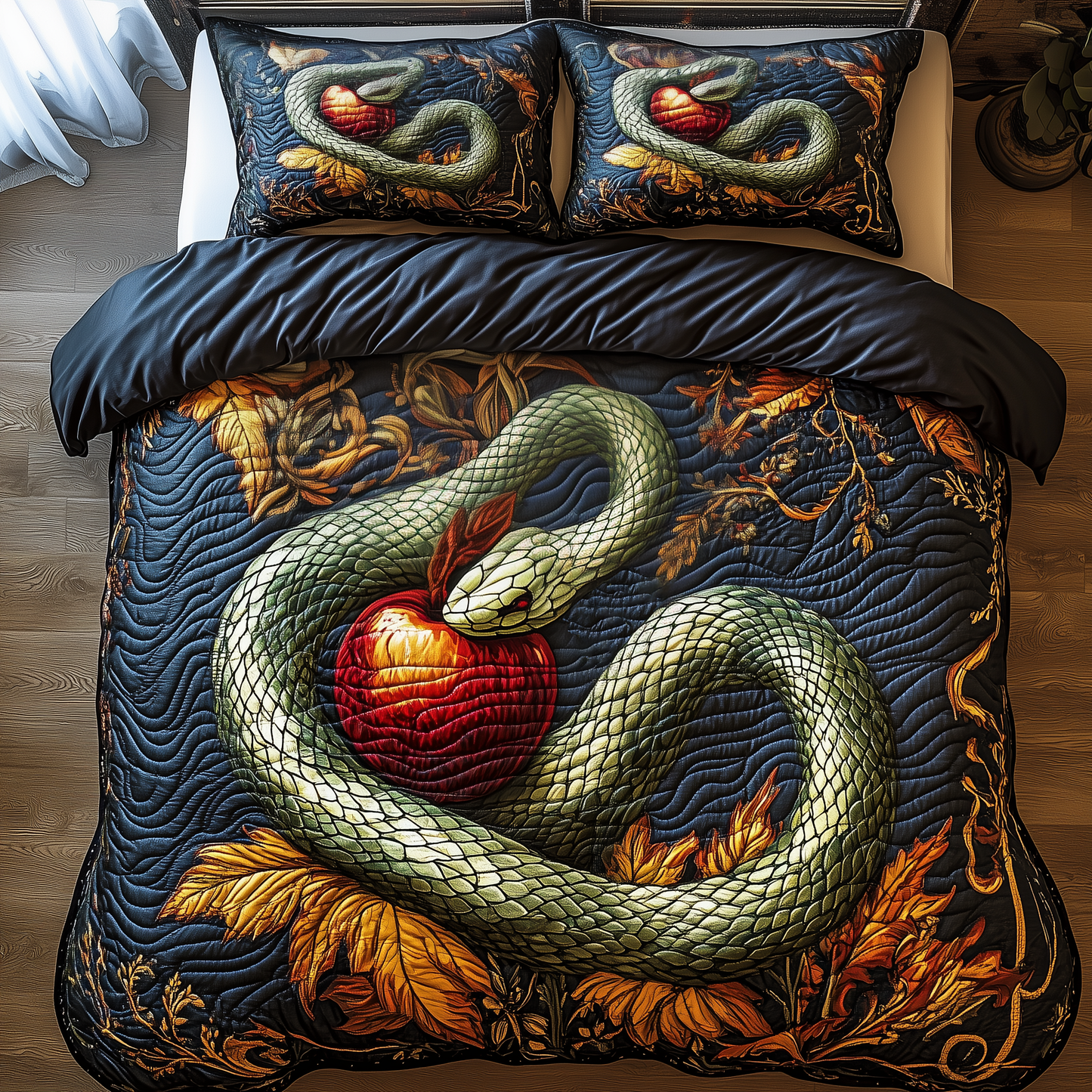 Serpent in Garden of Eden 3-Piece Quilted Bedding Set GFTOAB1042