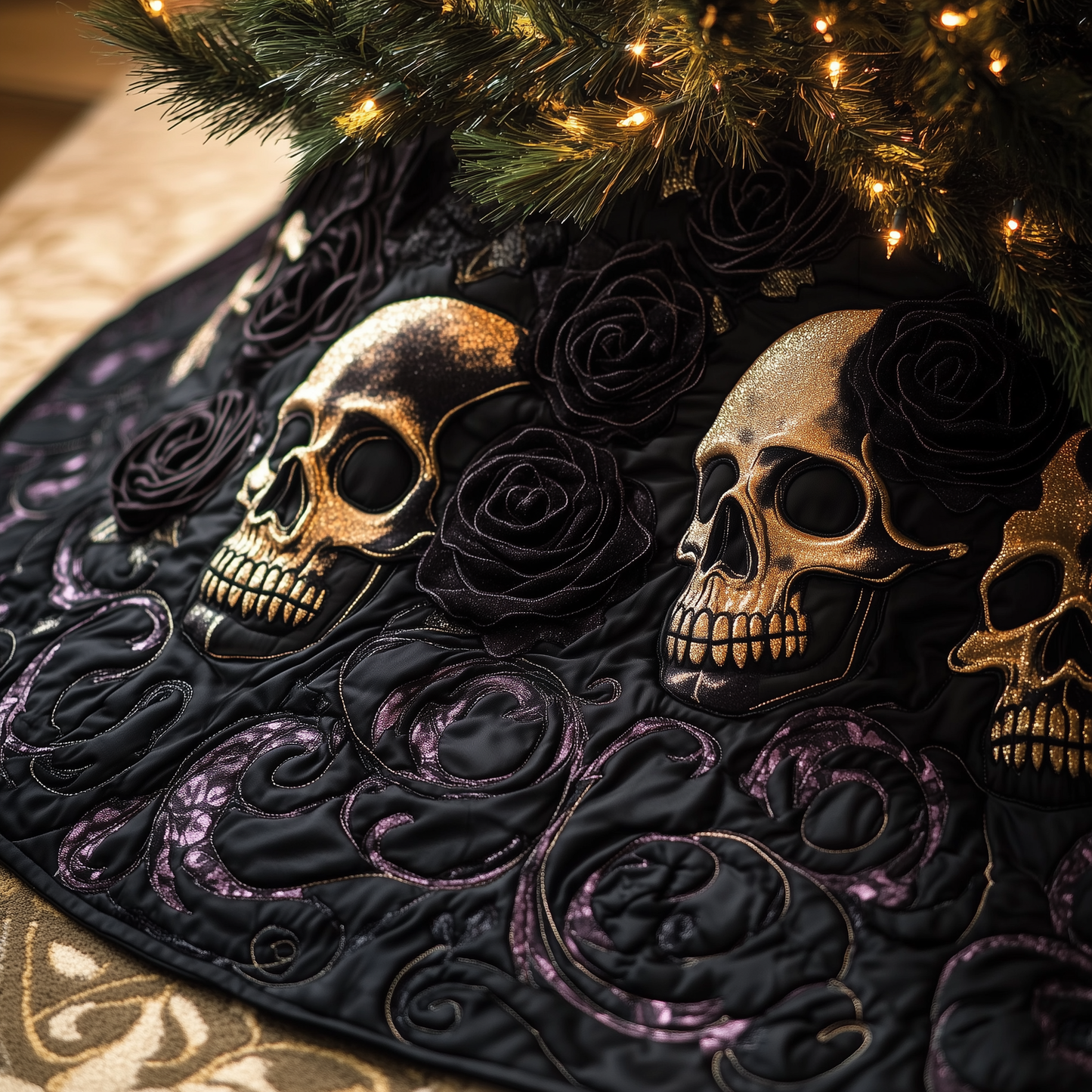 Christmas Skull Quilted Tree Skirt GFTOAB1147