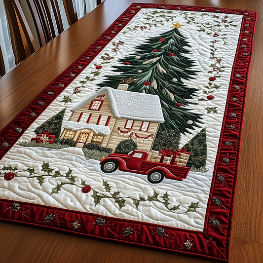 Snow Cabin And Truck Quilted Table Runner GFTOAB1240