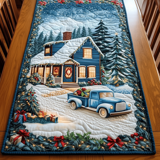 Snow Cabin And Truck Quilted Table Runner GFTOAB1244