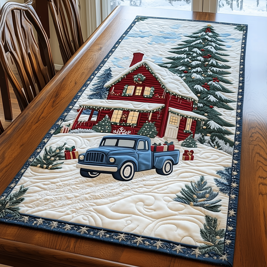 Snow Cabin And Truck Quilted Table Runner GFTOAB1245