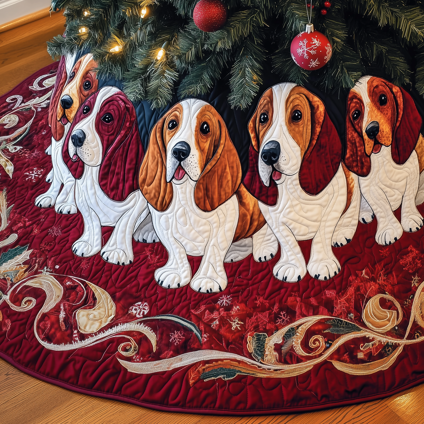 Basset Hound Quilted Tree Skirt GFTOAB1385