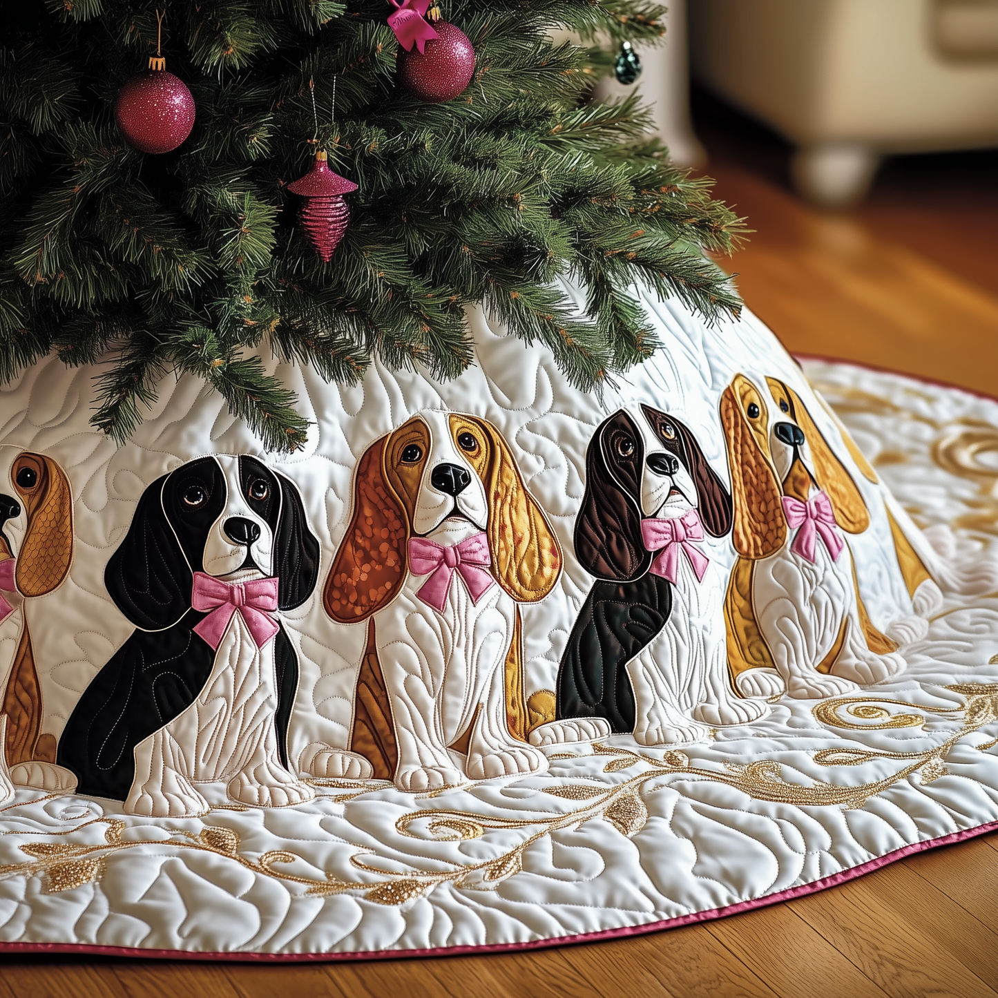 Basset Hound Quilted Tree Skirt GFTOAB1388