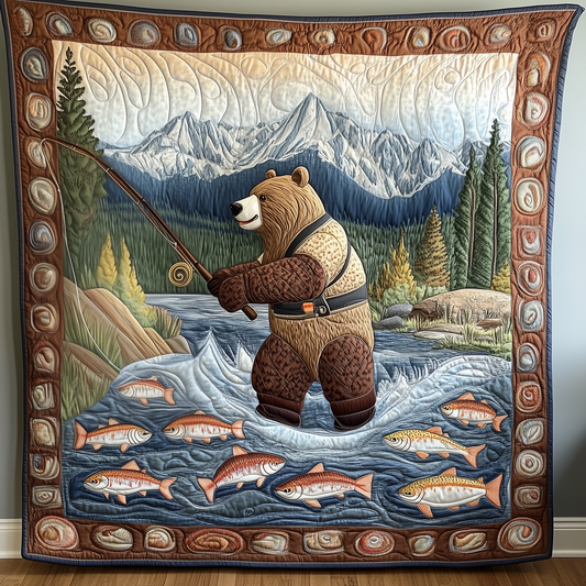 Bear Loves Fishing Quilted Blanket GFTOAB1410