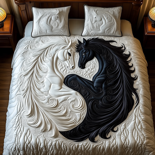 Yin-yang Horse Couple 3-Piece Quilted Bedding Set GFTOAB1437