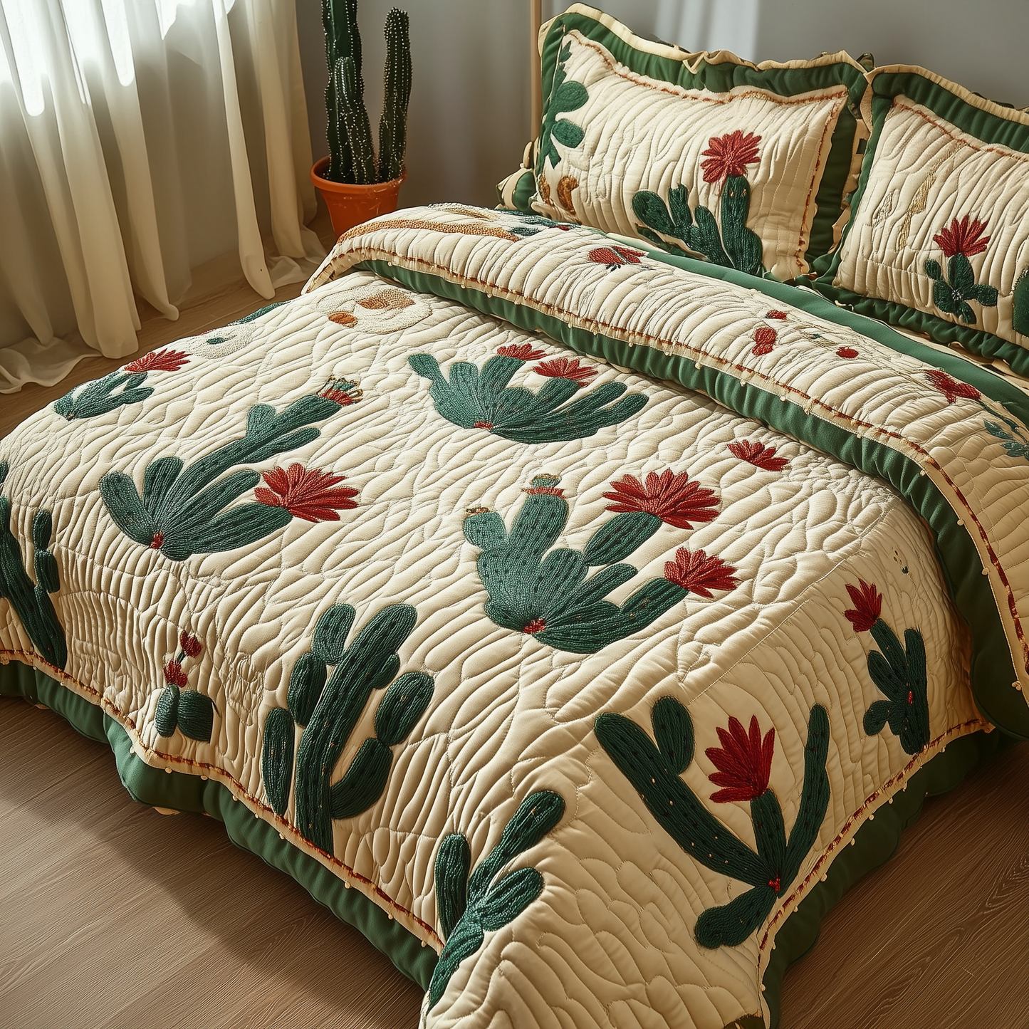 Cactus Festival 3-Piece Quilted Bedding Set GFTOAB1442