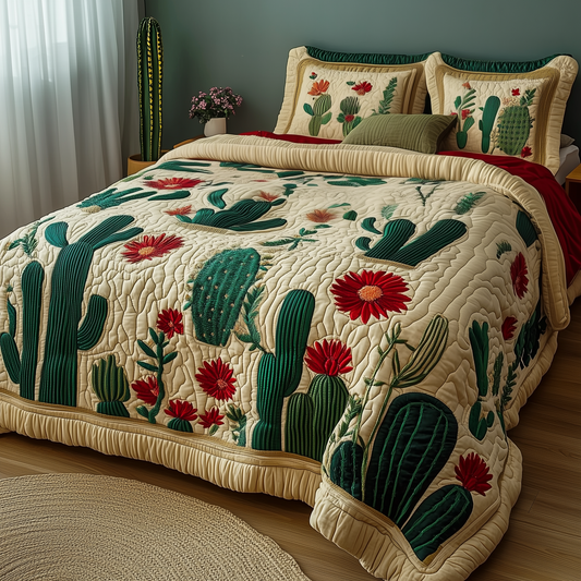 Cactus Festival 3-Piece Quilted Bedding Set GFTOAB1443