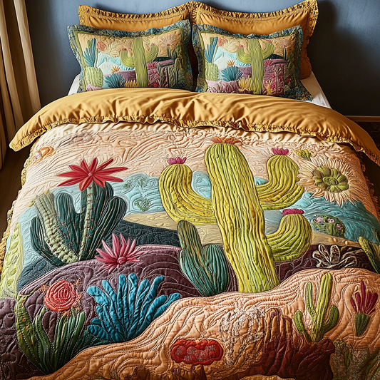 Cactus Festival 3-Piece Quilted Bedding Set GFTOAB1444