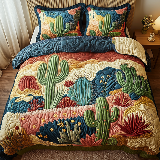 Cactus Festival 3-Piece Quilted Bedding Set GFTOAB1446