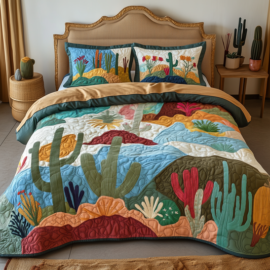 Cactus Festival 3-Piece Quilted Bedding Set GFTOAB1447