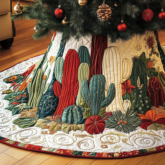 Christmas Southwest Cactus  Quilted Tree Skirt GFTOAB1449