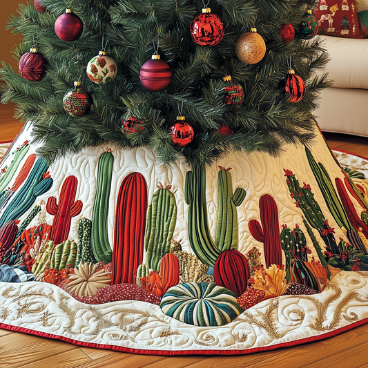 Christmas Southwest Cactus  Quilted Tree Skirt GFTOAB1450