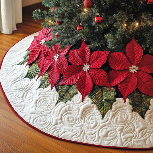 Christmas Poinsettias Quilted Tree Skirt GFTOAB1458