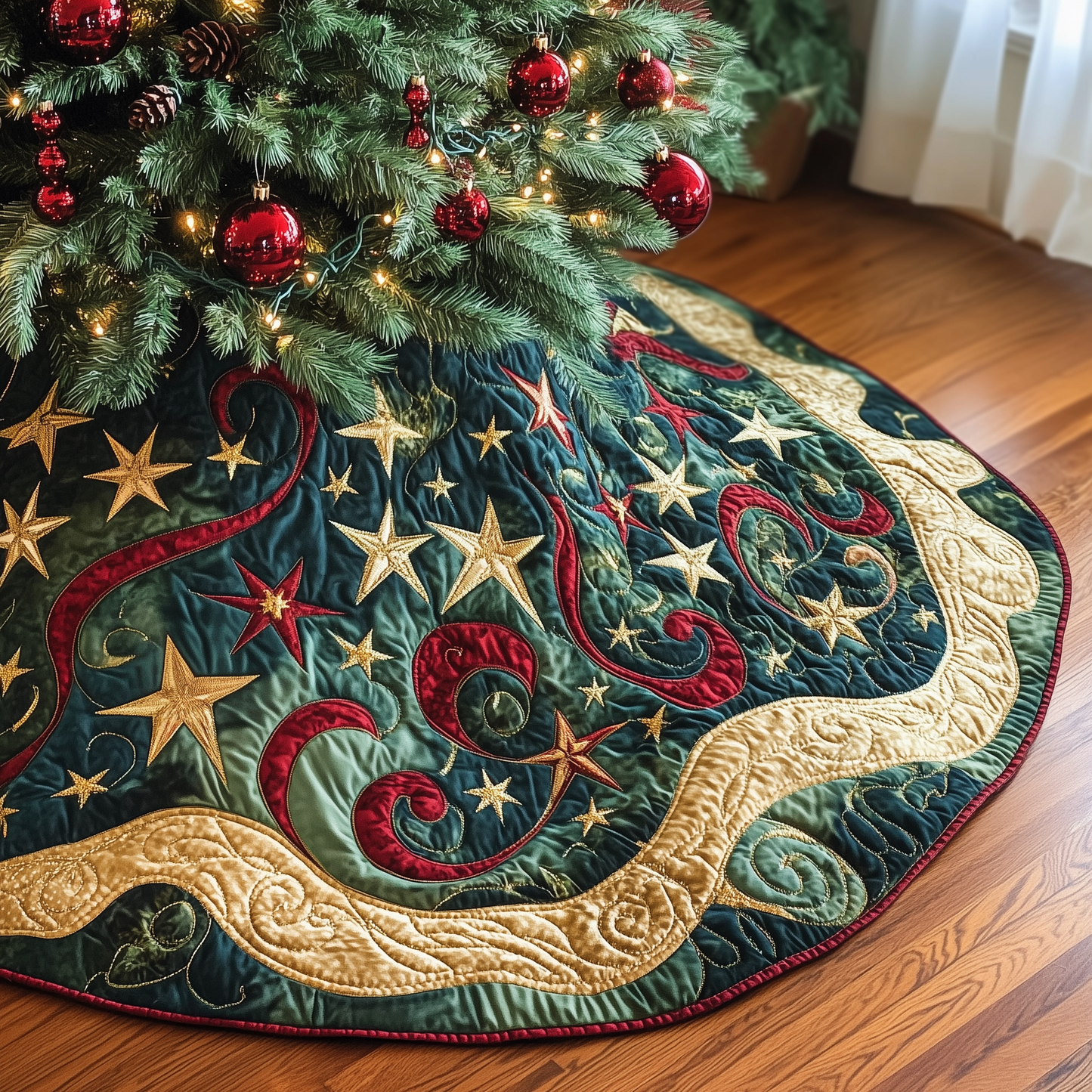 Christmas Star Quilted Tree Skirt GFTOAB1476